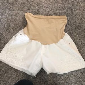 White maternity shorts
